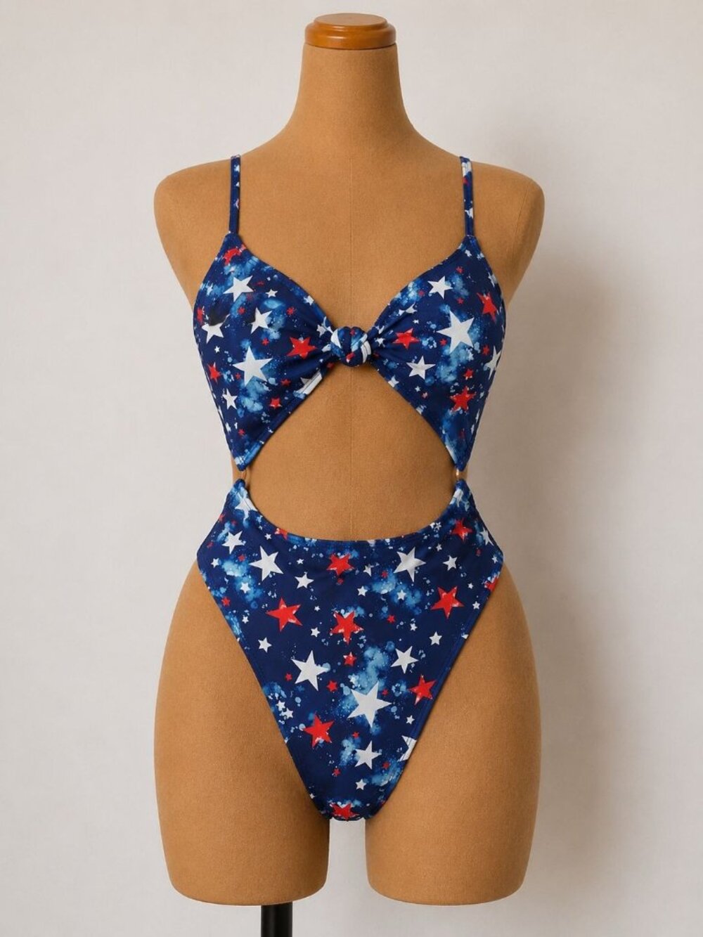 California Waves Juniors Splatter-Star Knotted-Front One-Piece Swimsuit Small